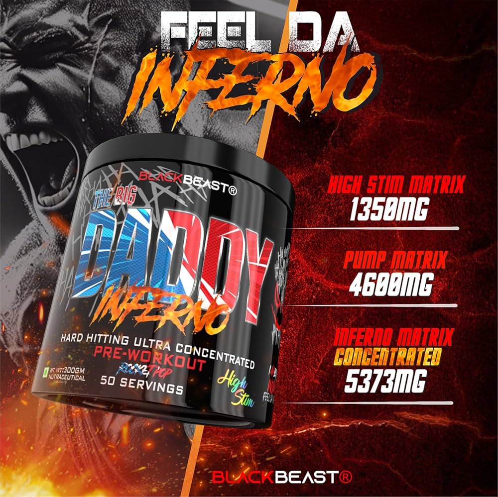 Black Beast The Big Daddy Inferno Preworkout 50 Serving 4500mg Citrulline,3000mg BetaAlanine Pre Workout  (300 g, PSYCOPATH PUNCH)